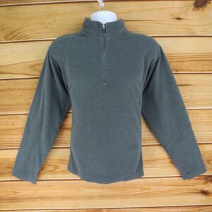Lands' End‎ Jacket Mens Size L Gray 100% Polyester 1/4 Zip Fleece Soft
